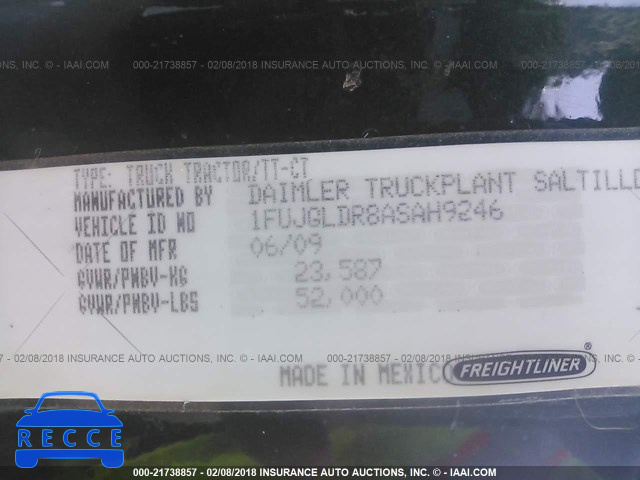 2010 FREIGHTLINER CASCADIA 125 1FUJGLDR8ASAH9246 image 9