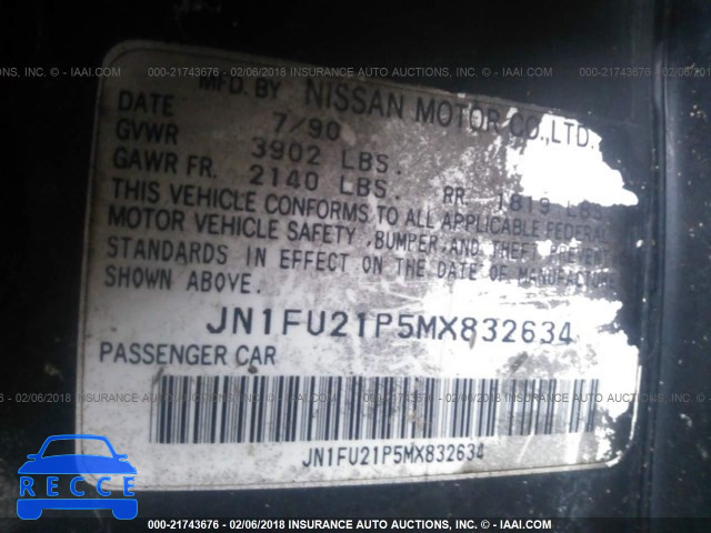 1991 NISSAN STANZA JN1FU21P5MX832634 Bild 8