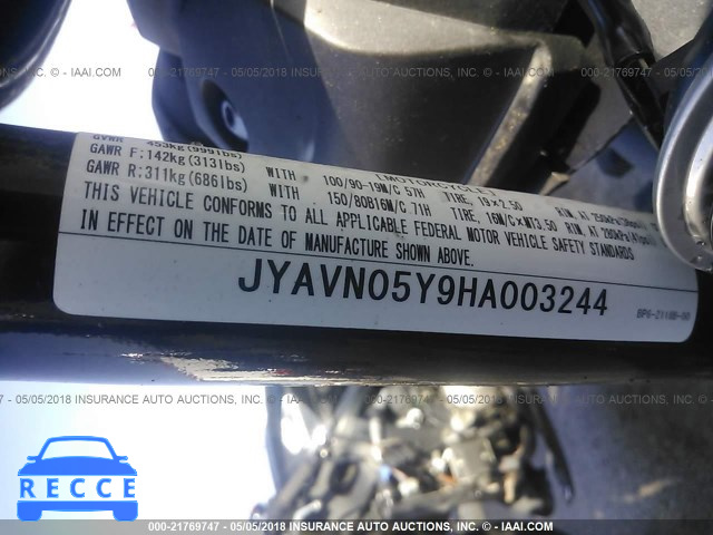 2017 YAMAHA XVS950 CU/CUC JYAVN05Y9HA003244 Bild 9