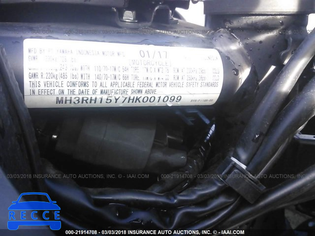 2017 YAMAHA YZFR3 A MH3RH15Y7HK001099 image 9