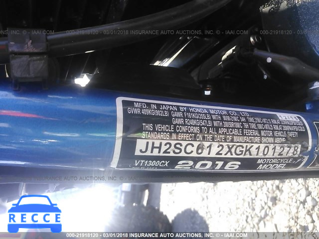 2016 HONDA VT1300 CX JH2SC612XGK101278 image 9