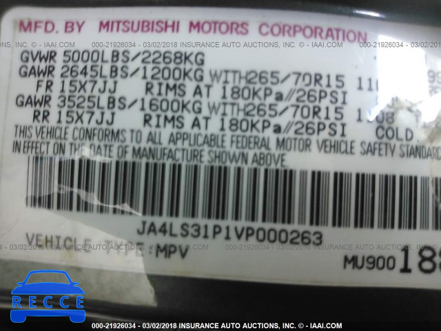 1997 MITSUBISHI MONTERO SPORT LS JA4LS31P1VP000263 Bild 8