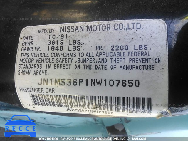 1992 NISSAN 240SX JN1MS36P1NW107650 image 8