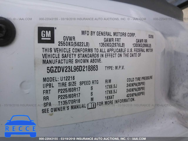 2006 SATURN RELAY 3 5GZDV23L96D218863 зображення 8