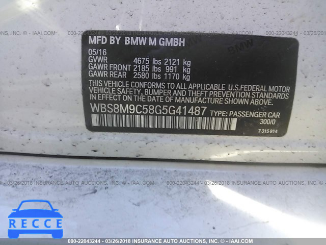2016 BMW M3 WBS8M9C58G5G41487 image 8