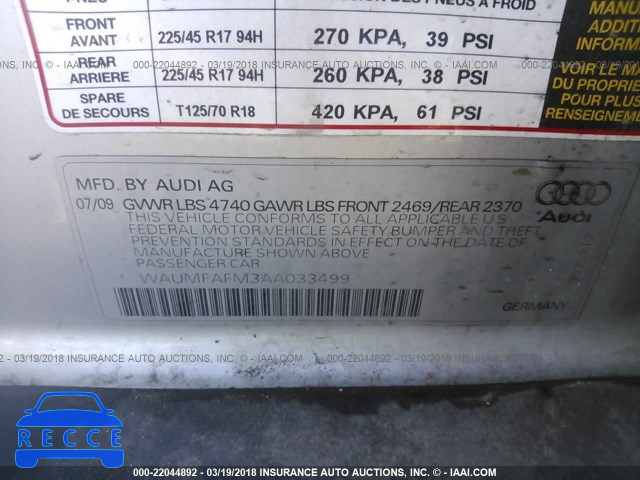 2010 AUDI A3 PREMIUM PLUS WAUMFAFM3AA033499 зображення 8