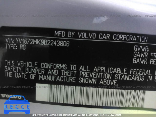 2011 VOLVO C30 T5 YV1672MK9B2243806 image 8