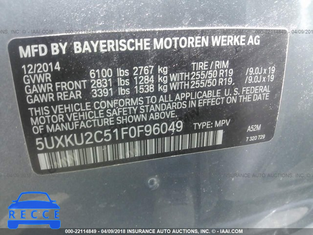 2015 BMW X6 XDRIVE35I 5UXKU2C51F0F96049 зображення 8