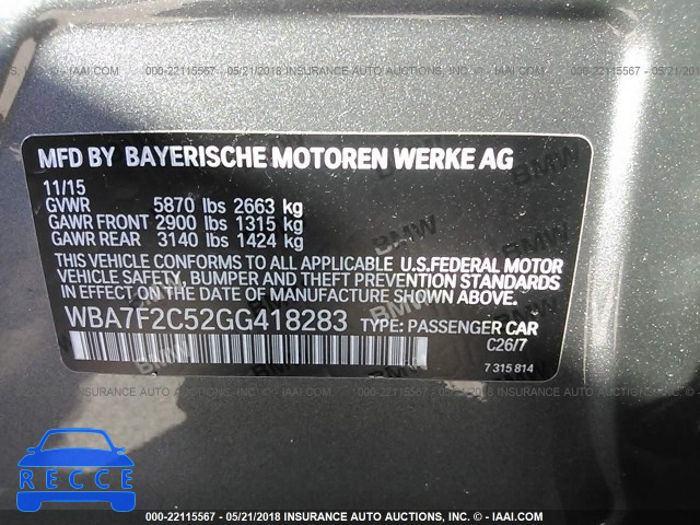 2016 BMW 750 XI WBA7F2C52GG418283 image 8