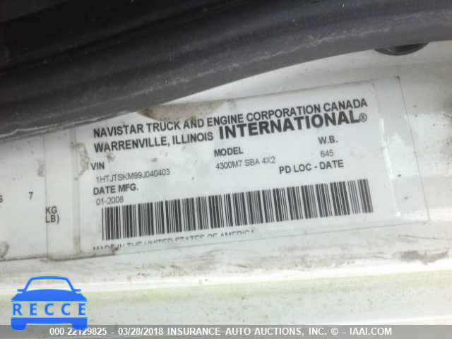 2009 INTERNATIONAL 4300 1HTJTSKM99J040403 зображення 9