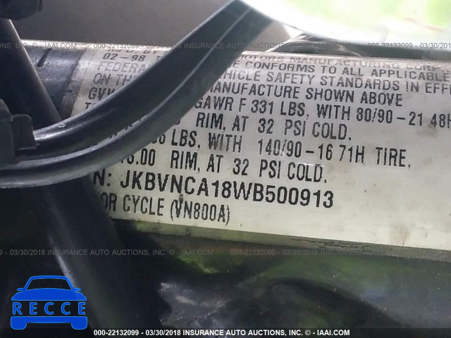 1998 KAWASAKI VN800 JKBVNCA18WB500913 зображення 9