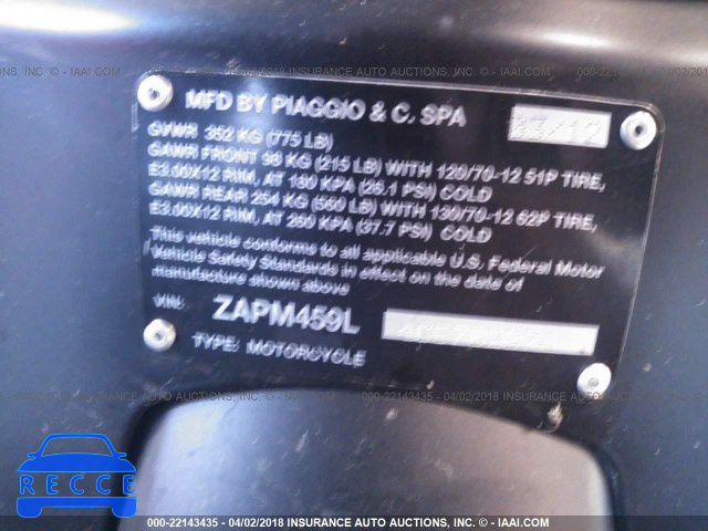 2012 VESPA GTS 300 SUPER ZAPM459L4C5702974 image 9