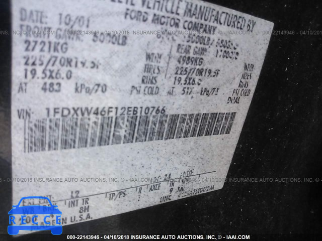 2002 FORD F450 SUPER DUTY 1FDXW46F12EB10766 image 9