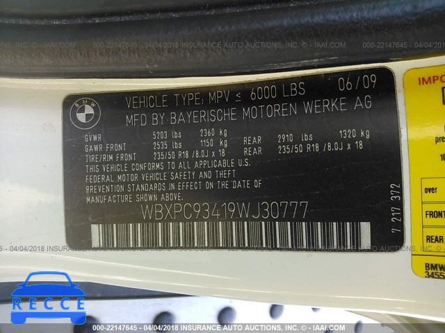 2009 BMW X3 XDRIVE30I WBXPC93419WJ30777 image 8