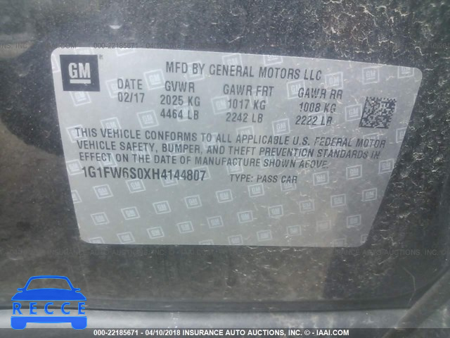 2017 CHEVROLET BOLT EV LT 1G1FW6S0XH4144807 image 8