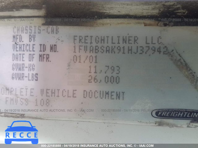 2001 FREIGHTLINER FL70 1FVABSAK91HJ37942 image 9
