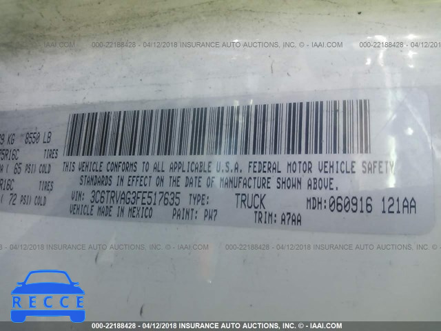 2015 RAM PROMASTER 1500 1500 STANDARD 3C6TRVAG3FE517635 image 8