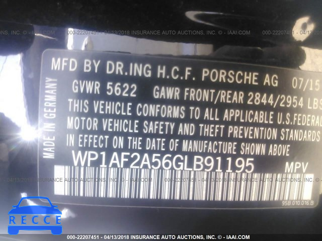 2016 PORSCHE MACAN TURBO WP1AF2A56GLB91195 Bild 8