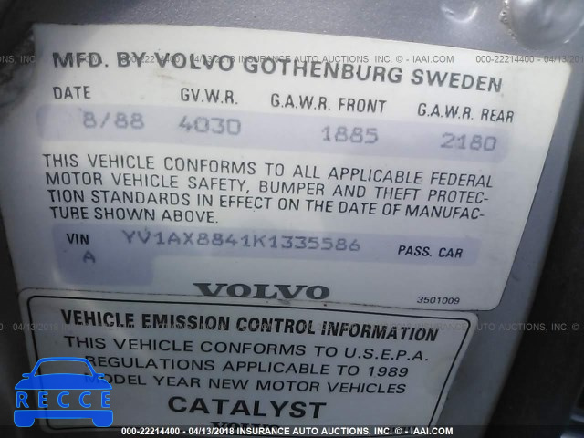 1989 VOLVO 244 DL/GL YV1AX8841K1335586 image 8