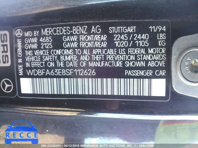 1995 MERCEDES-BENZ SL 320 WDBFA63E8SF112626 image 8