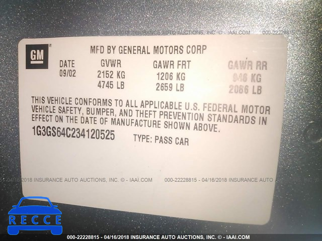 2003 OLDSMOBILE AURORA 4.0 1G3GS64C234120525 image 8