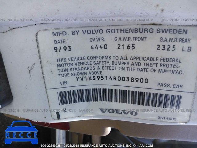 1994 VOLVO 960 YV1KS9514R0038900 image 8