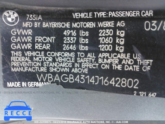 1988 BMW 735 I AUTOMATICATIC WBAGB4314J1642802 image 8