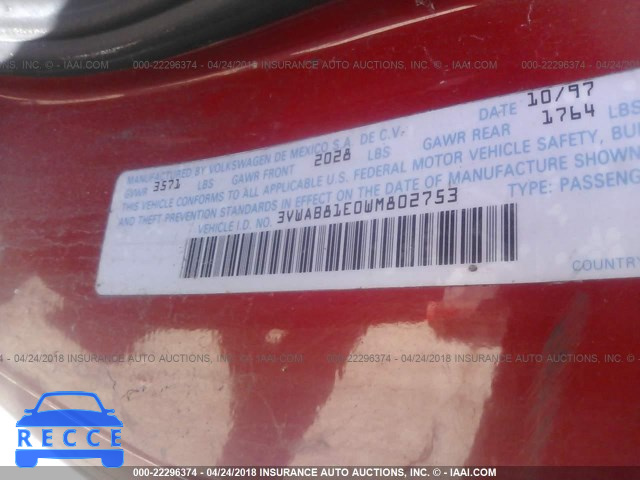 1998 VOLKSWAGEN CABRIO 3VWAB81E0WM802753 image 8
