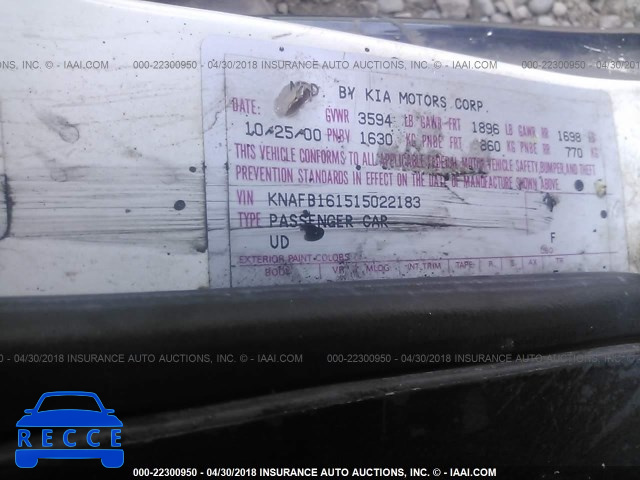 2001 KIA SPECTRA GS/GSX KNAFB161515022183 image 8
