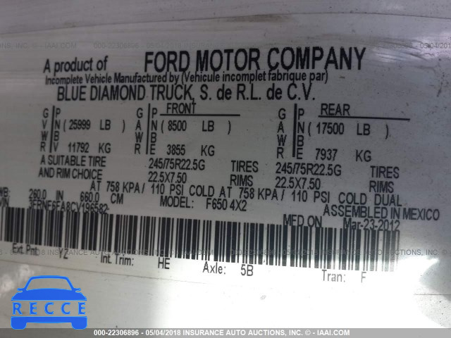 2012 FORD F650 SUPER DUTY 3FRNF6FA8CV196582 Bild 9