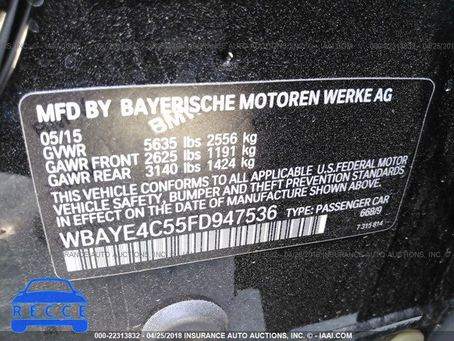 2015 BMW 740 LI WBAYE4C55FD947536 зображення 8