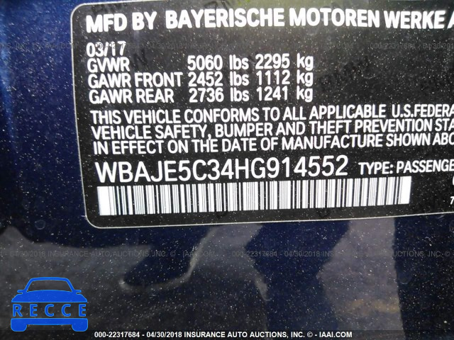 2017 BMW 540 I WBAJE5C34HG914552 зображення 8