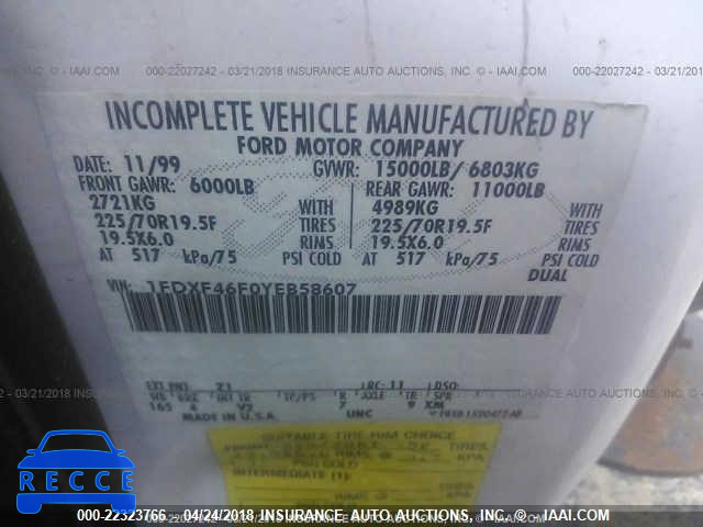 2000 FORD F450 SUPER DUTY 1FDXF46F0YEB58607 image 9