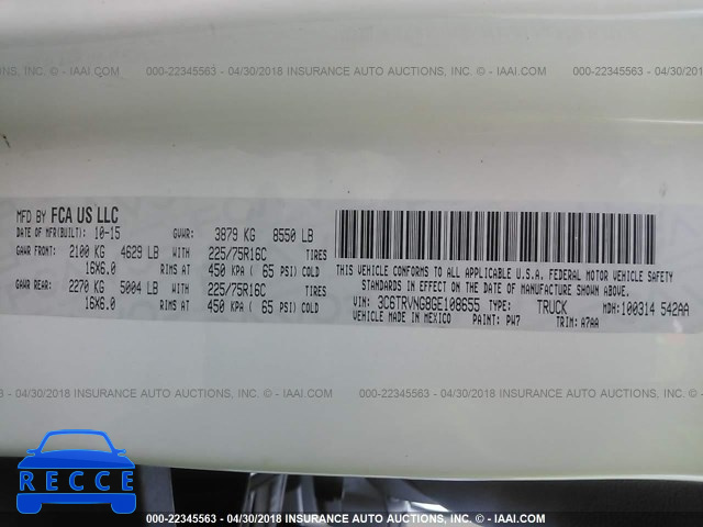 2016 RAM PROMASTER 1500 1500 STANDARD 3C6TRVNG8GE108655 image 8