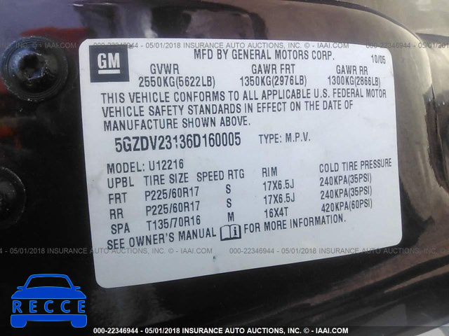 2006 SATURN RELAY 3 5GZDV23136D160005 image 8