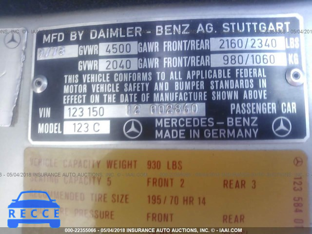 1979 MERCEDES 300CD 12315012002860 image 8