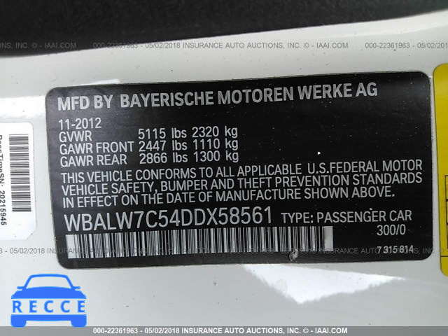 2013 BMW 640 I WBALW7C54DDX58561 Bild 8