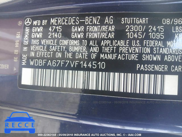1997 MERCEDES-BENZ SL 500 WDBFA67F7VF144510 image 8