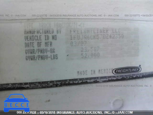 2007 FREIGHTLINER CONVENTIONAL COLUMBIA 1FUJA6CK57DZ42350 image 9