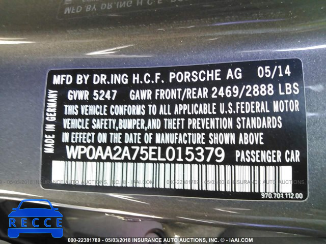 2014 PORSCHE PANAMERA 2/4 WP0AA2A75EL015379 Bild 8