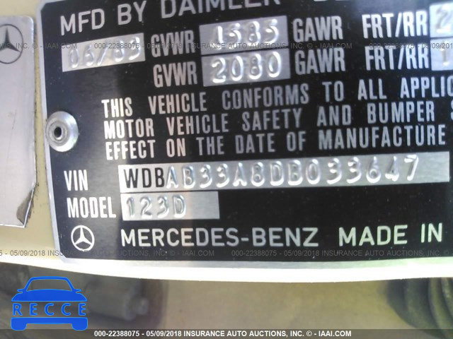 1983 MERCEDES-BENZ 300 DT WDBAB33A8DB033647 зображення 8