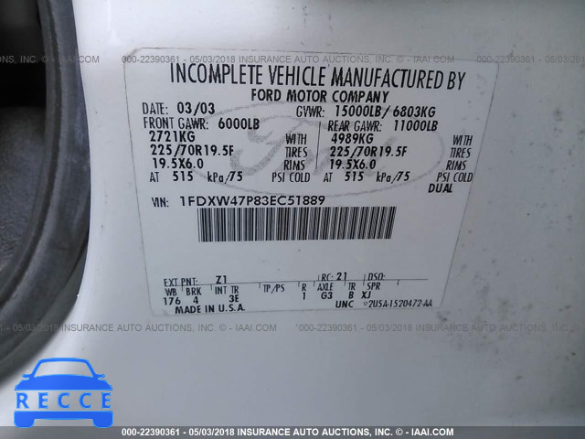 2003 FORD F450 SUPER DUTY 1FDXW47P83EC51889 image 9