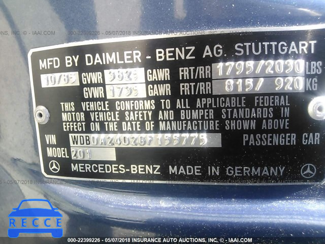 1986 MERCEDES-BENZ 190 E 2.3 WDBDA24D2GF155775 image 8