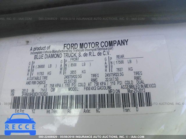 2013 FORD F650 SUPER DUTY 3FRNX6HD0DV763020 image 9