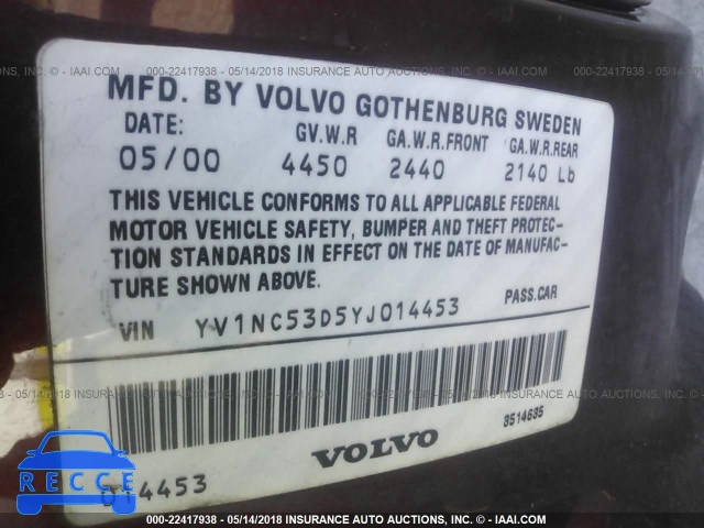 2000 VOLVO C70 TURBO YV1NC53D5YJ014453 image 8