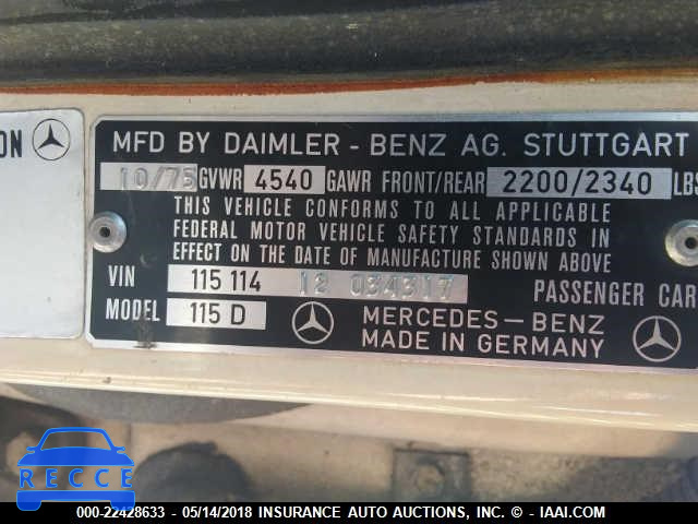 1976 MERCEDES BENZ 300 11511412034317 Bild 8