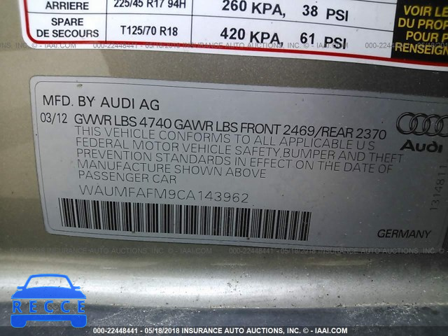 2012 AUDI A3 PREMIUM PLUS WAUMFAFM9CA143962 зображення 8