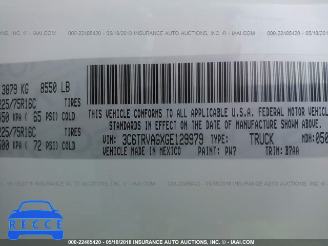 2016 RAM PROMASTER 1500 1500 STANDARD 3C6TRVAGXGE129979 image 8