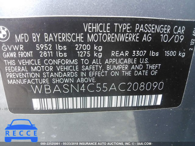 2010 BMW 550 GT WBASN4C55AC208090 image 8