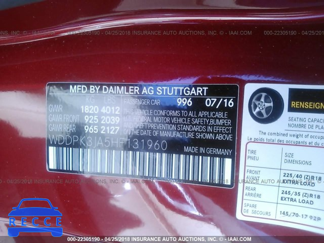 2017 MERCEDES-BENZ SLC 300 WDDPK3JA5HF131960 image 8